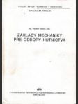 Základy mechaniky pre odbory hutníctva - náhled