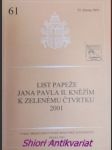 List papeže jana pavla ii. kněžím k zelenému čtvrtku 2001 - jan pavel ii. - náhled