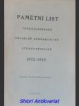 Pamětní list československé sociálně demokratické strany dělnické 1872 - 1922 - kolektiv autorů - náhled