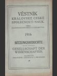 Věstník královské české společnosti nauk; ročník 1916 - náhled