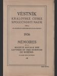 Věstník královské české společnosti nauk; ročník 1936 - náhled