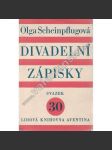 Divadelní zápisky (edice: Lidová knihovna Aventina) [Divadlo, mj. Dámská šatna, Divadelní ctitelové, Role, Zkoušky, Kritika, Fotografování; ilustrace Adolf Hoffmeister] - náhled