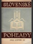 Slovenské pohľady 1952 č. 12. roč. 68. - náhled