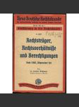 Rechtsträger, Rechtsverhältnisse und Berechtigungen (Buch I BGB., Allgemeiner Teil). 1. Auflage [= Neue deutsche Rechtskunde; Erste Reihe, 2. Heft] [právo, Třetí říše] - náhled