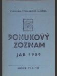 Ponukový zoznam Jar 1989 - náhled